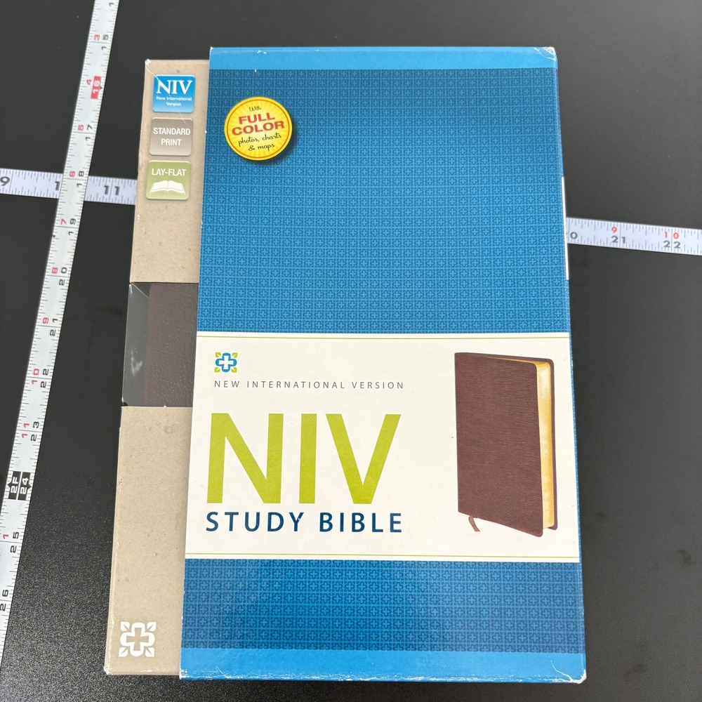 Zondervan NIV Study Bible Burgundy Bonded Leather Full Color Standard Print